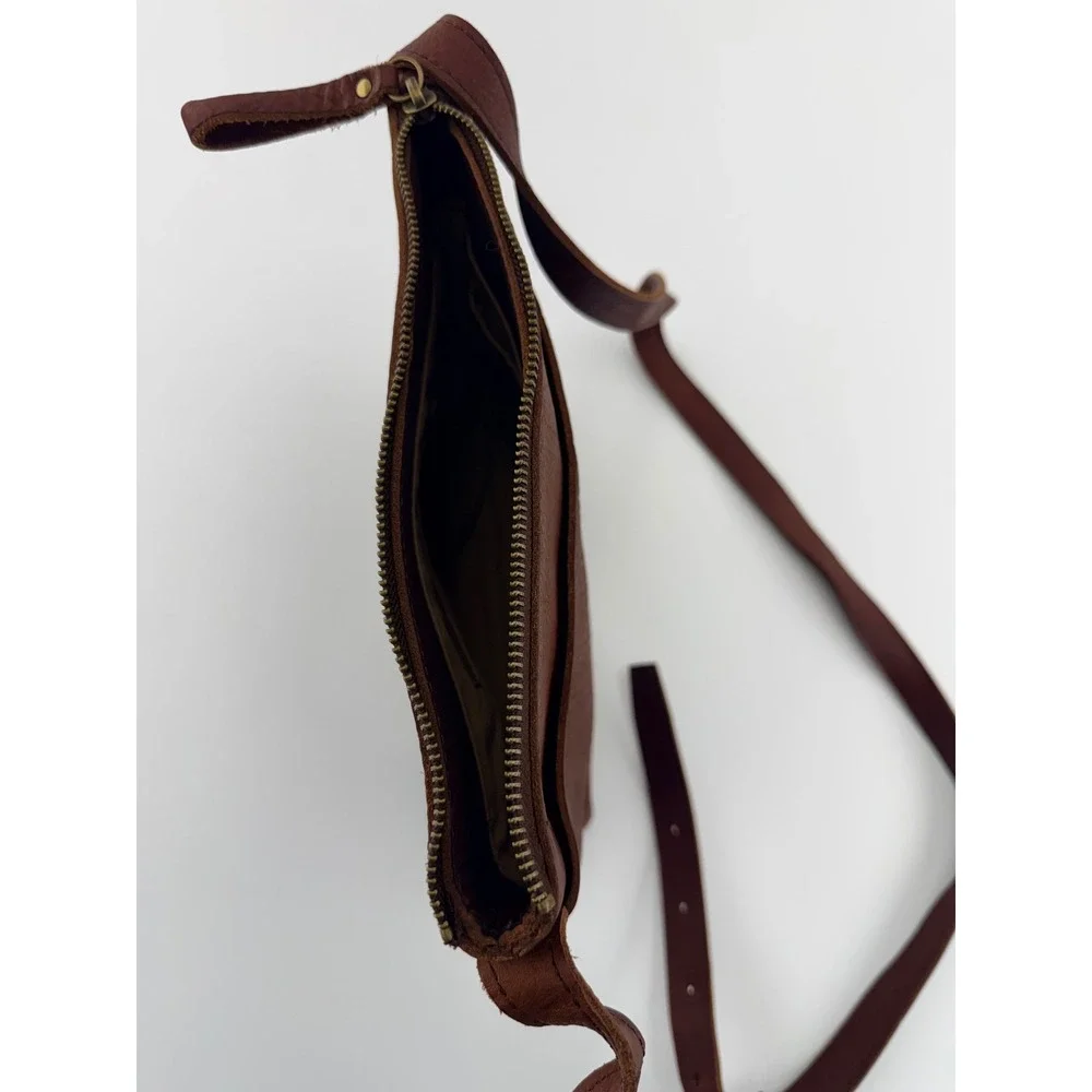 Lifetime Leather Crossbody Bag Brown Full Grain Cowhide Leather Adjustable Strap